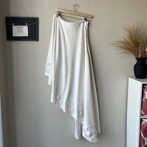 Elexiay Dress Crochet Abia White Draped One Shoulder Kaftan Maxi Dress Size S - Picture 7 of 12